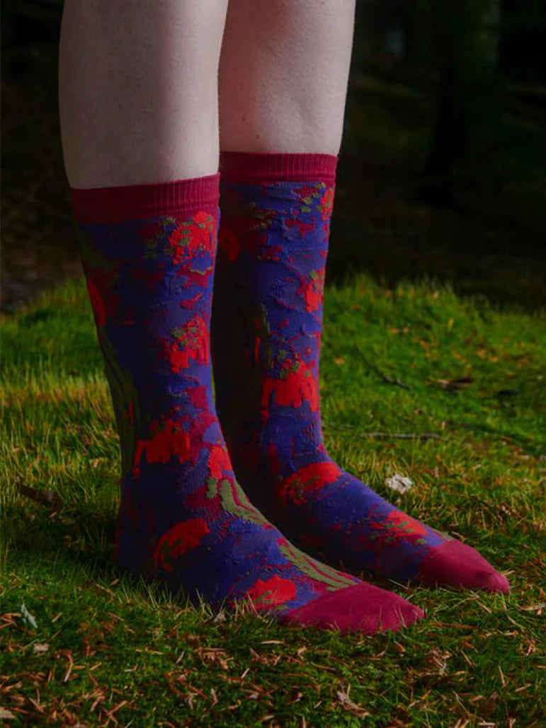 Henrik Vibskov Spraycan Flowers Socks in Violet