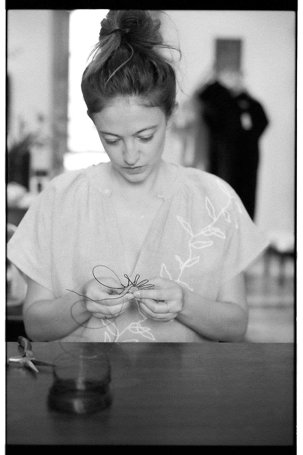 Patti Embroidered Linen Blouse In Natural Vine