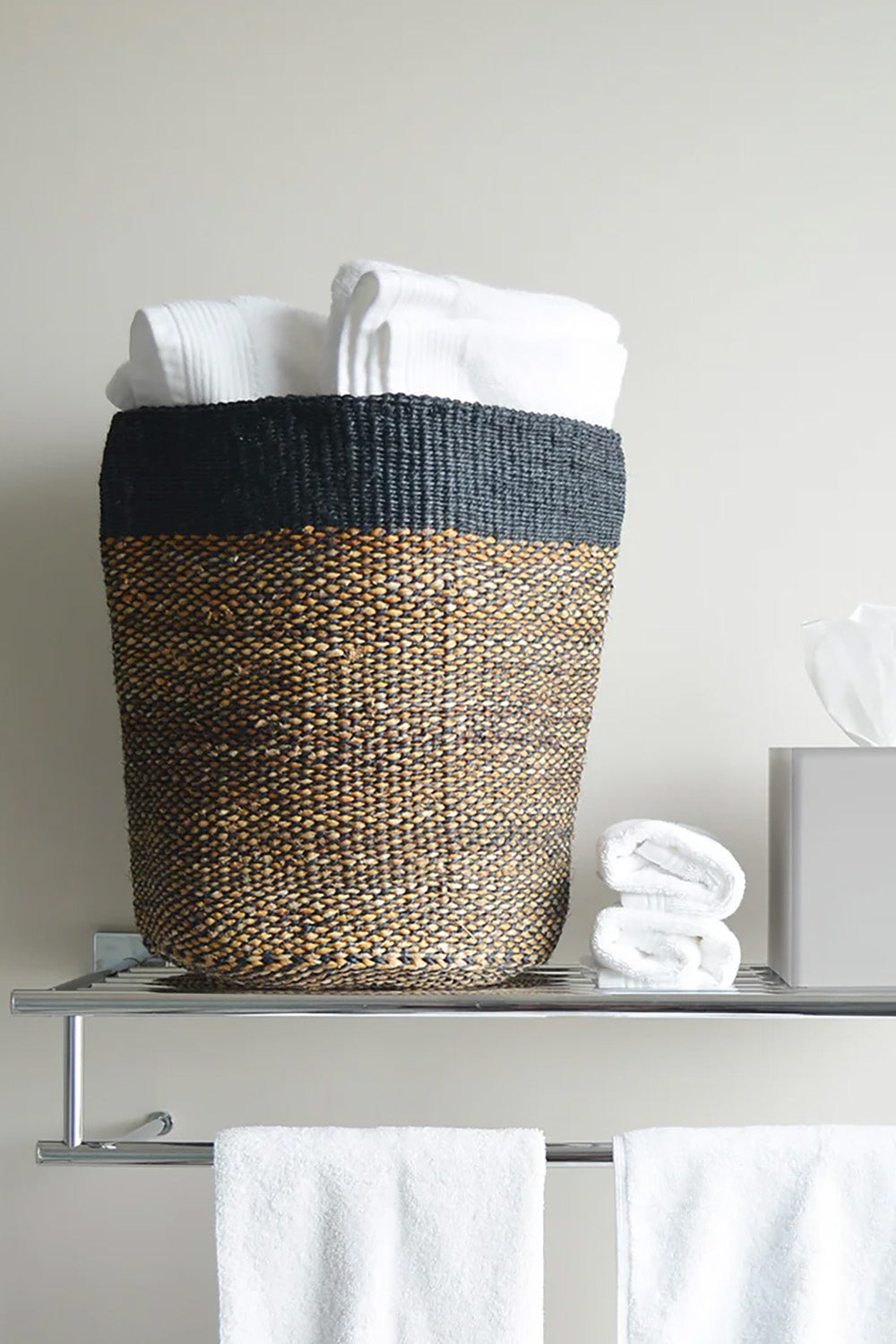 Sisal and Banana Fiber Basket in Black