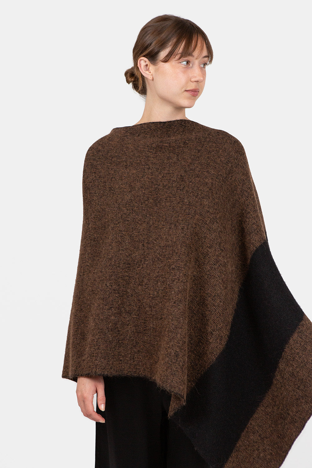 Lauren Manoogian Block Poncho in Rust Marl/Black