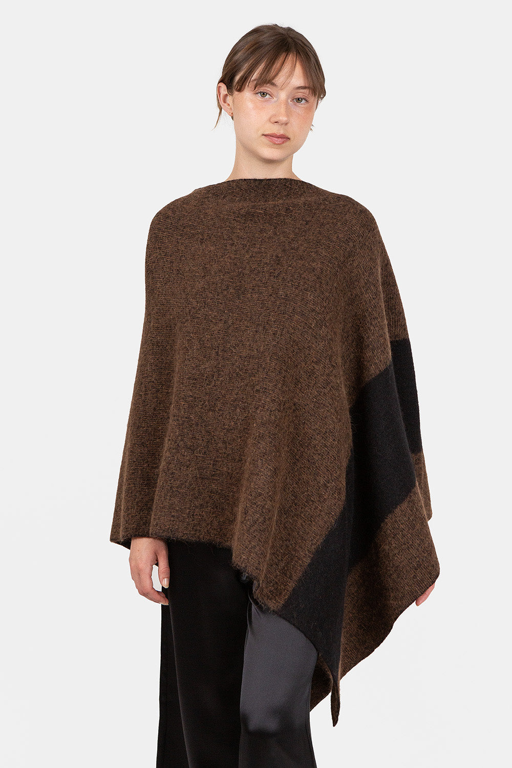 Lauren Manoogian Block Poncho in Rust Marl/Black