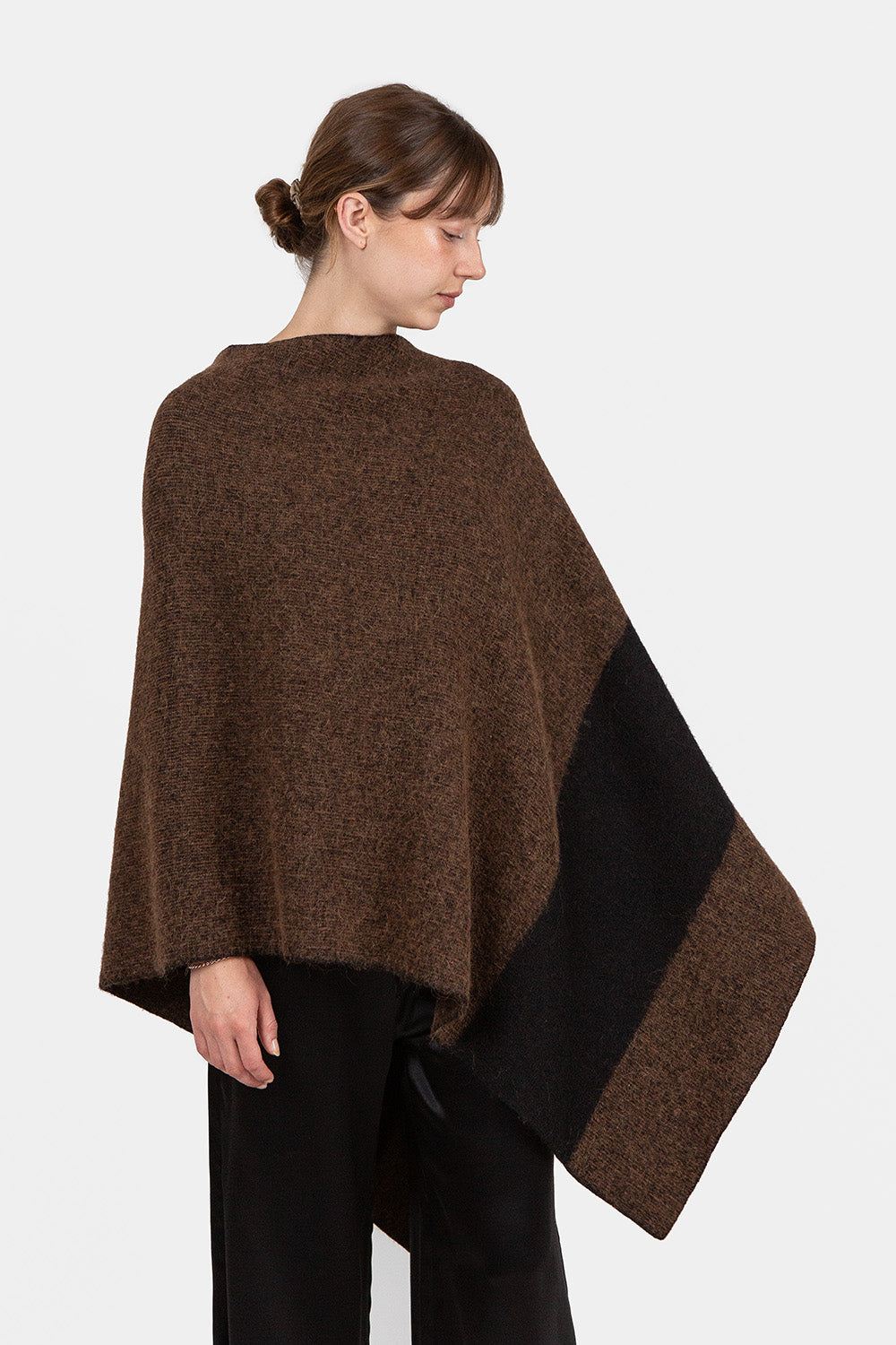 Lauren Manoogian Block Poncho in Rust Marl/Black