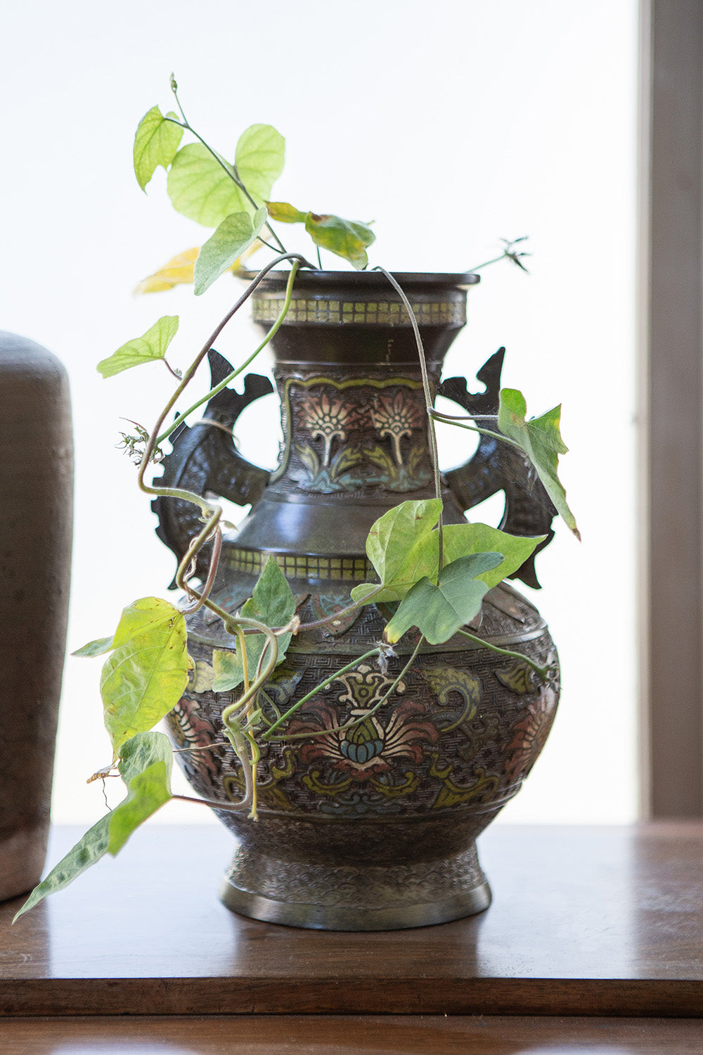 Meiji Period Japanese Champleve Enamel Vessel
