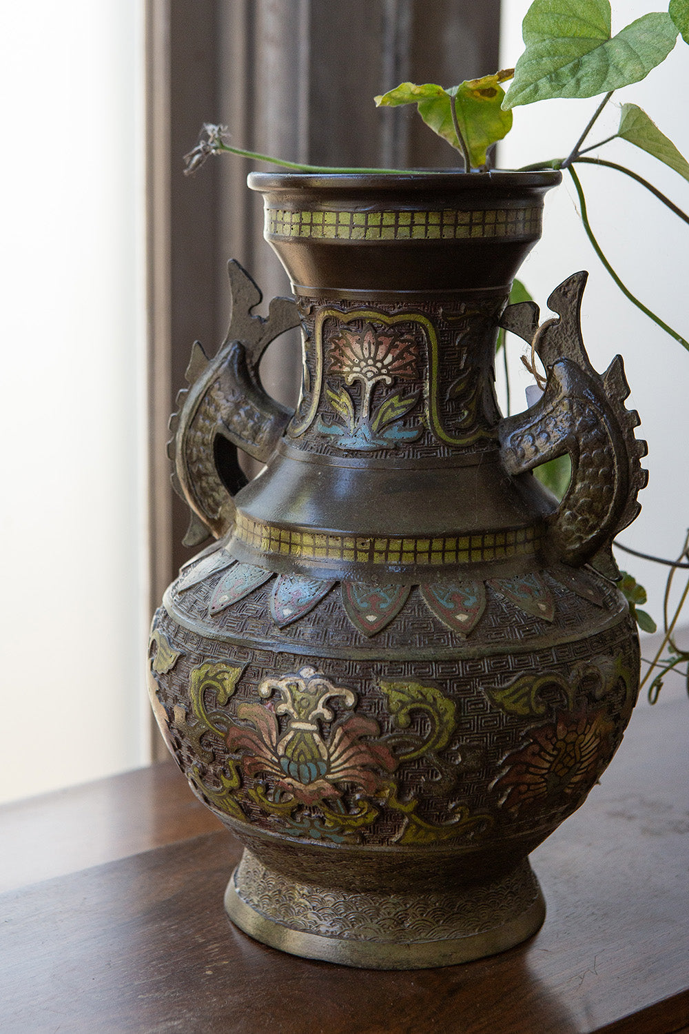 Meiji Period Japanese Champleve Enamel Vessel