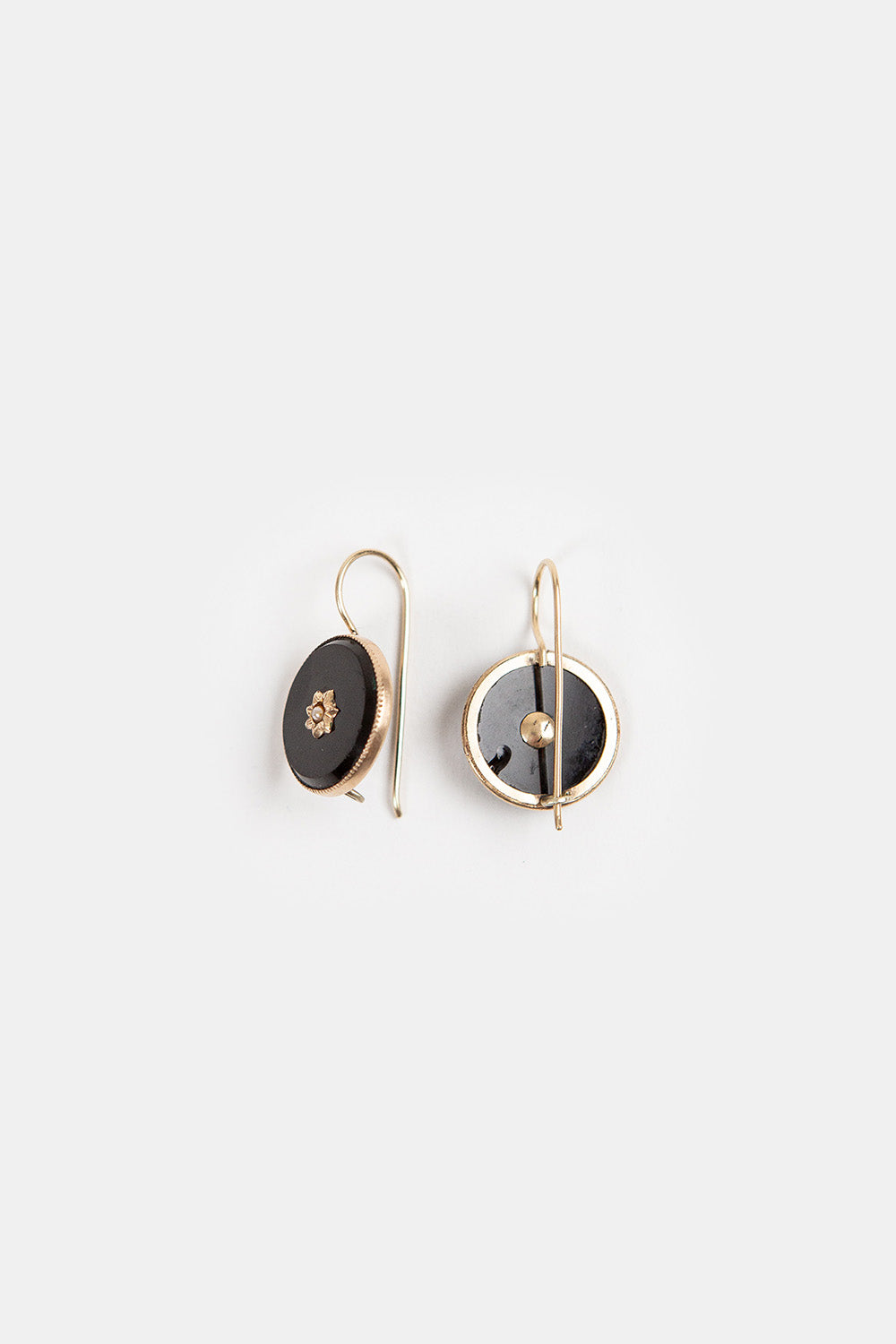 Victorian Onyx and Seed Pearl Earrings
