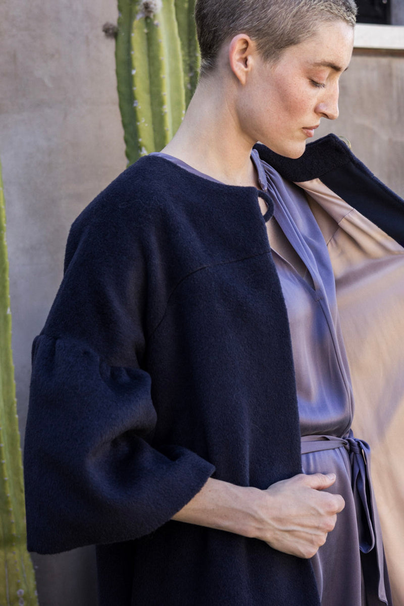 Sadie Alpaca Wool Coat In Midnight