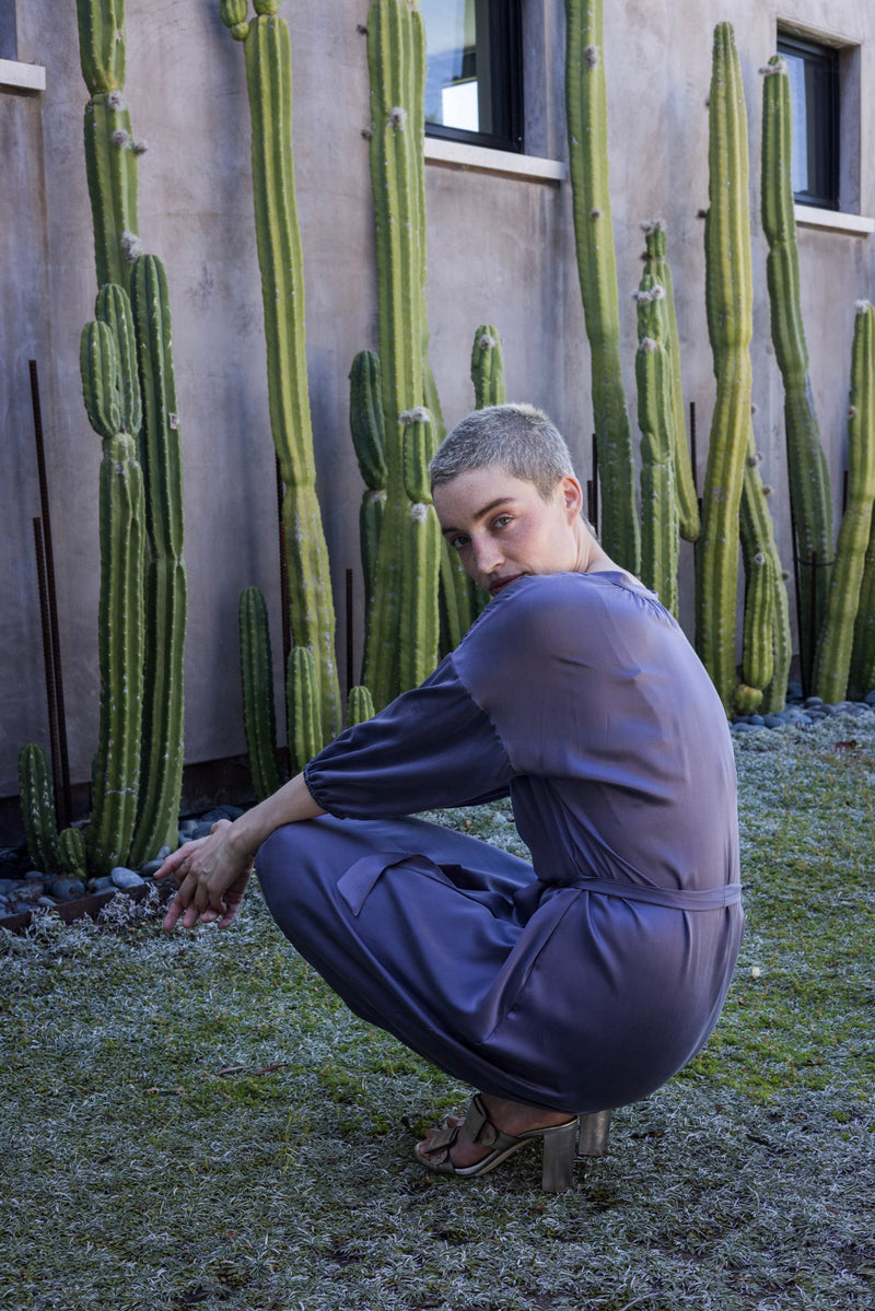 Tynan Sueded Silk Charmeuse Dress in Dusk