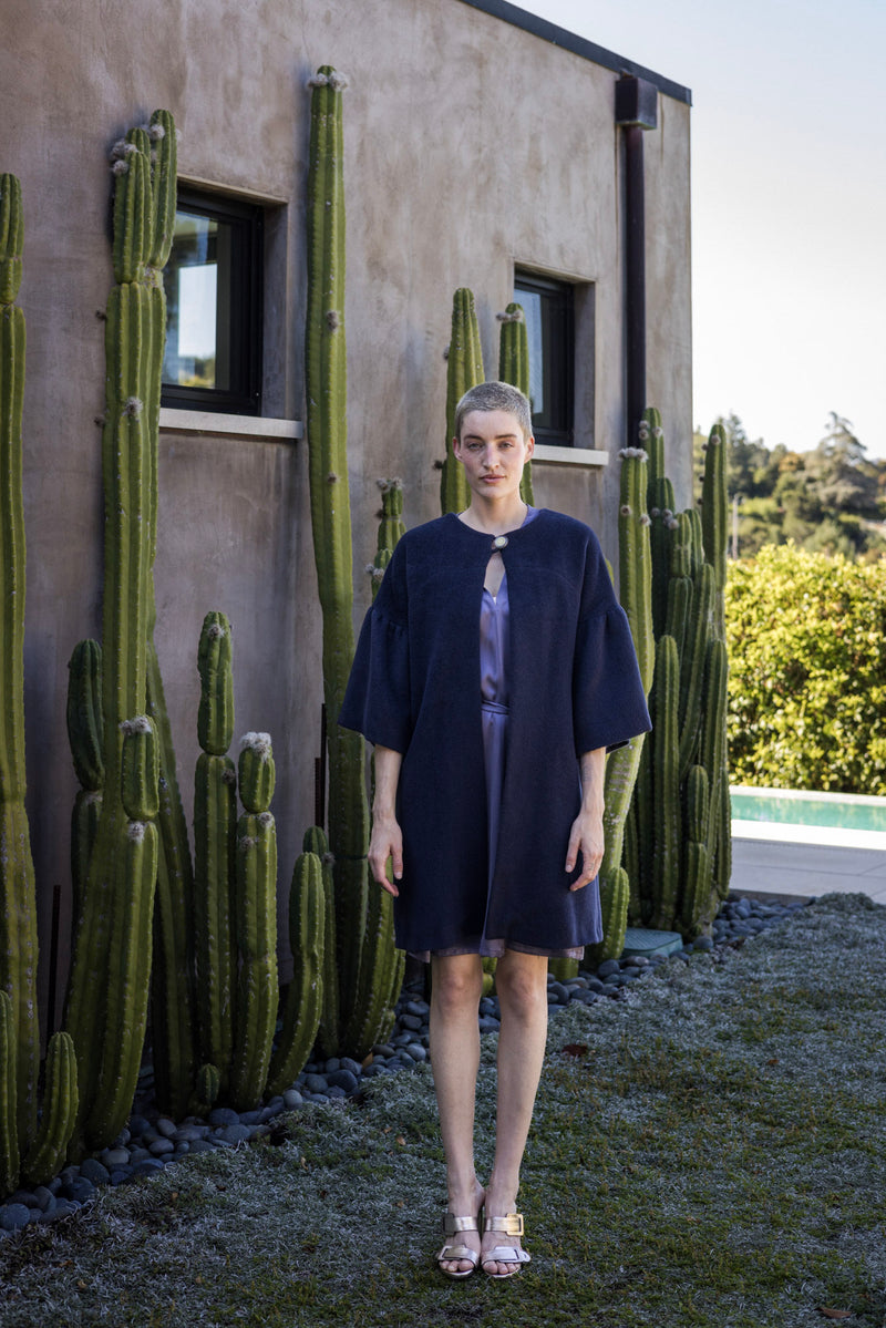 Sadie Alpaca Wool Coat In Midnight