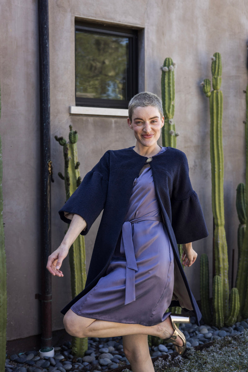 Sadie Alpaca Wool Coat In Midnight
