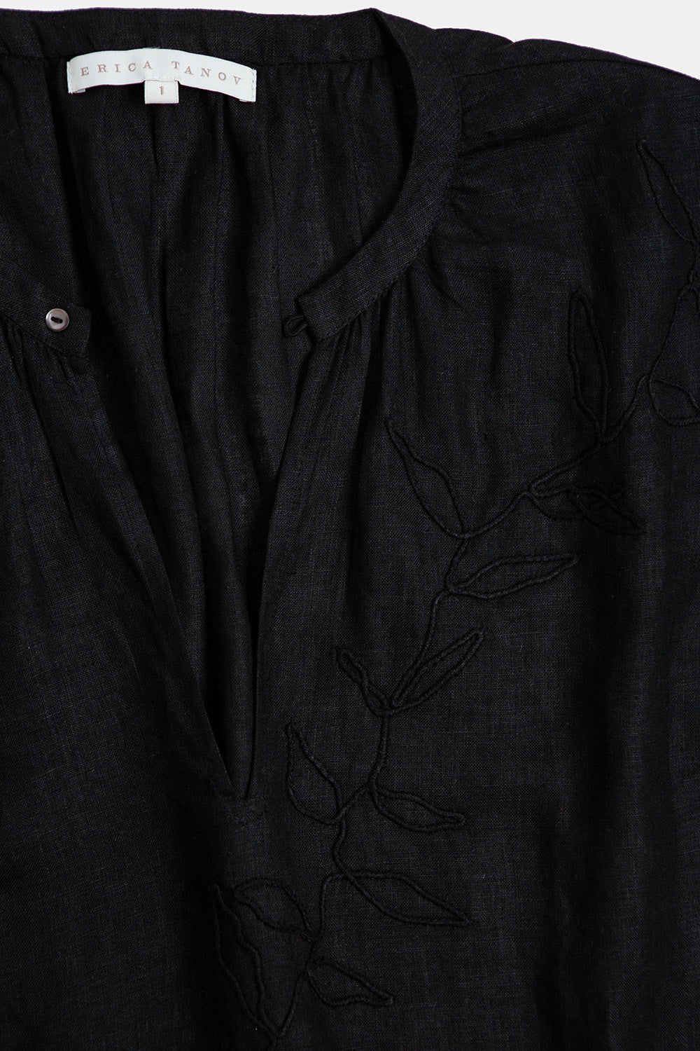 Patti Embroidered Linen Blouse In Black Vine