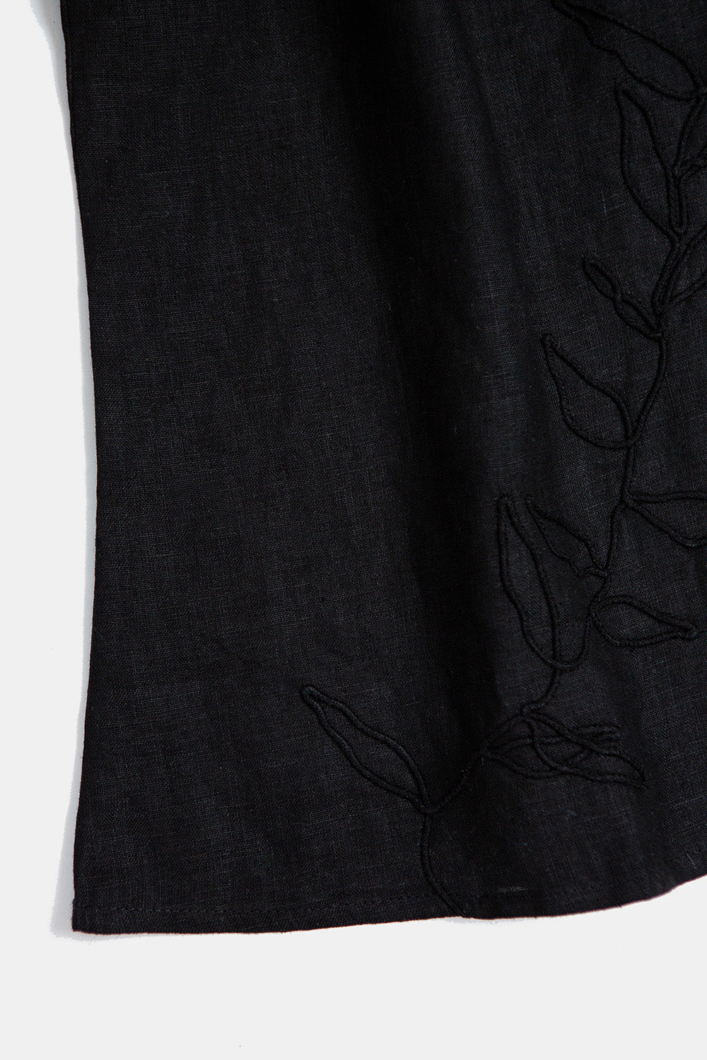 Patti Embroidered Linen Blouse In Black Vine