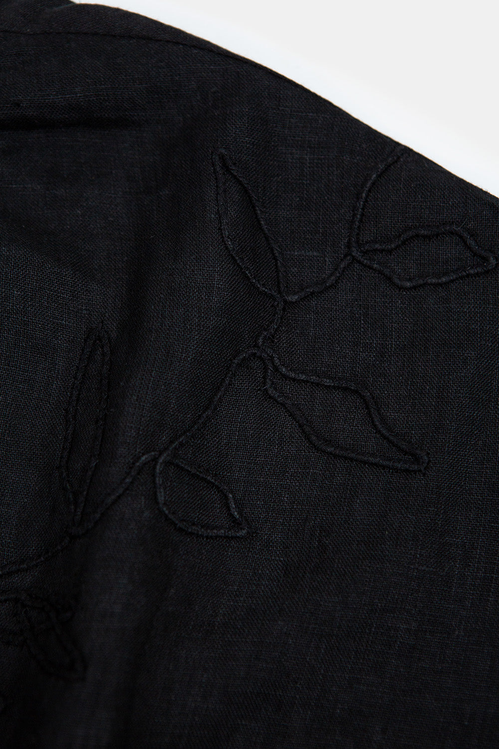 Patti Embroidered Linen Blouse In Black Vine