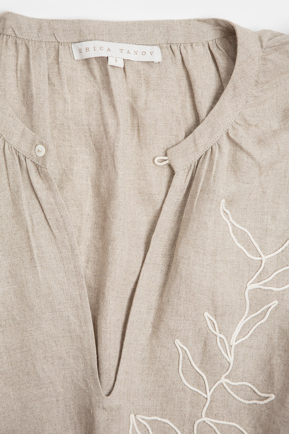 Patti Embroidered Linen Blouse In Natural Vine