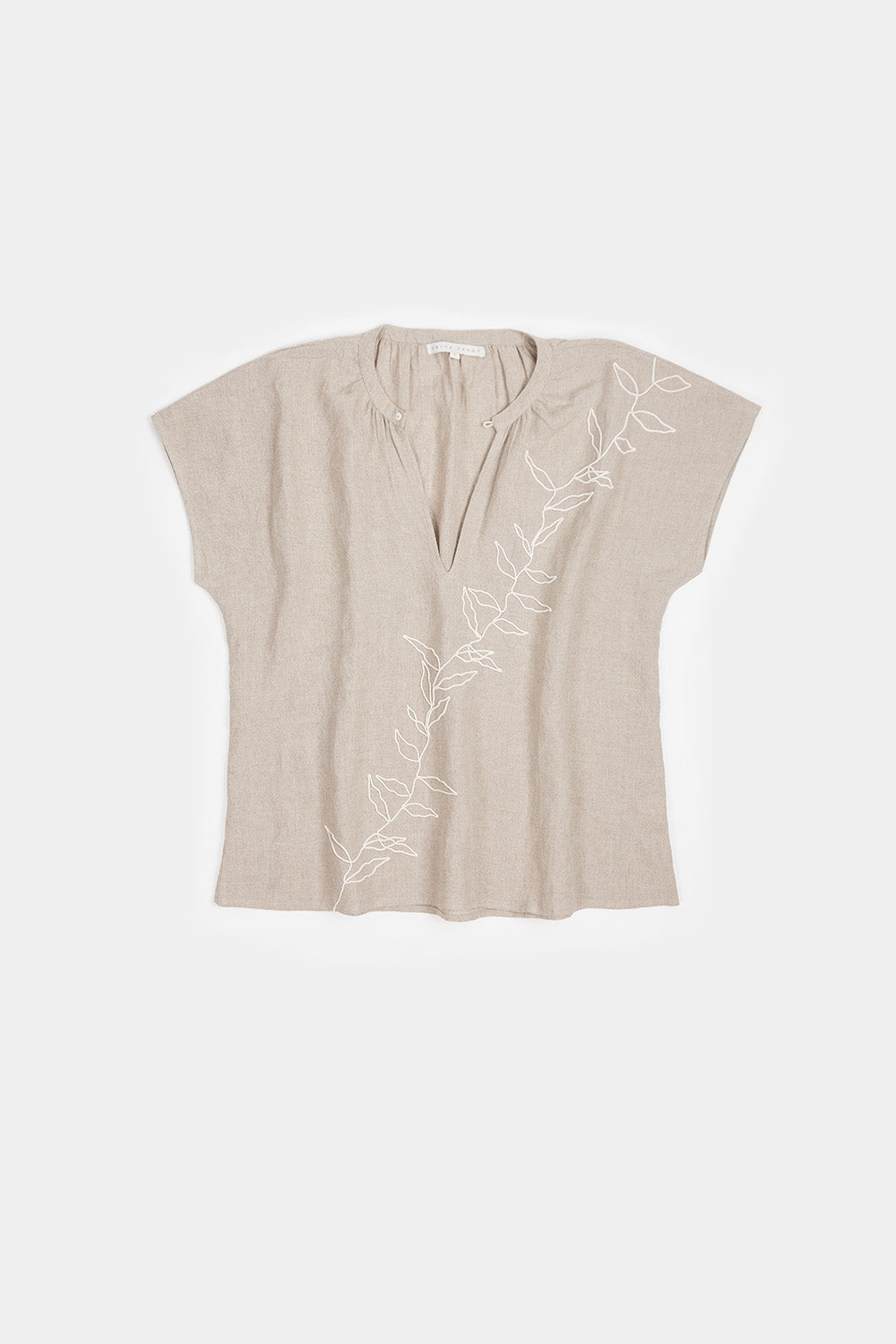 Patti Embroidered Linen Blouse In Natural Vine