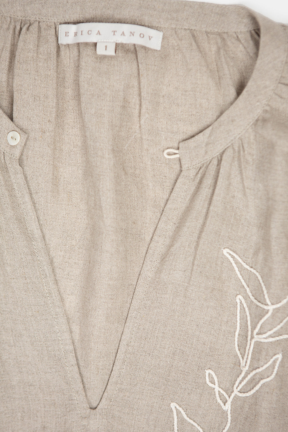 Suki Embroidered Linen Dress In Natural Vine
