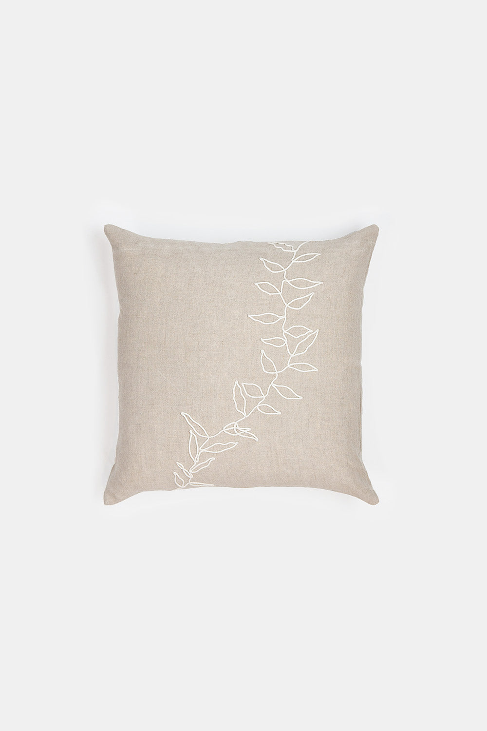 Linen Embroidered Throw Pillow In Natural Vine