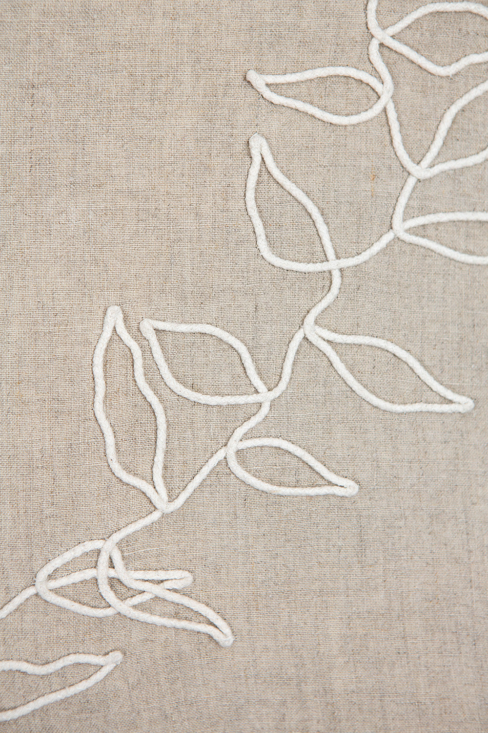 Linen Embroidered Throw Pillow In Natural Vine