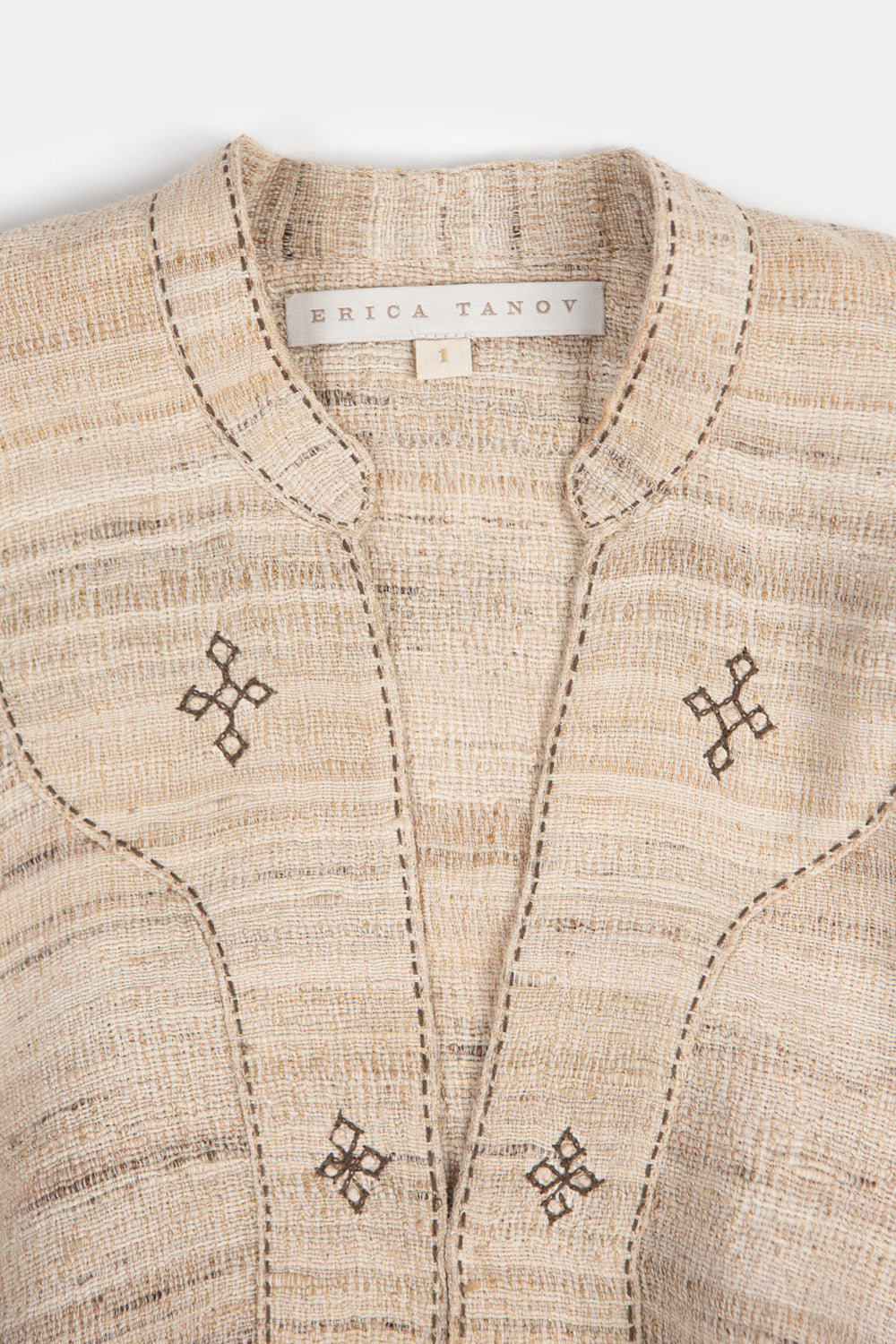 Aarika Silk Linen Embroidered Top in Sandstone