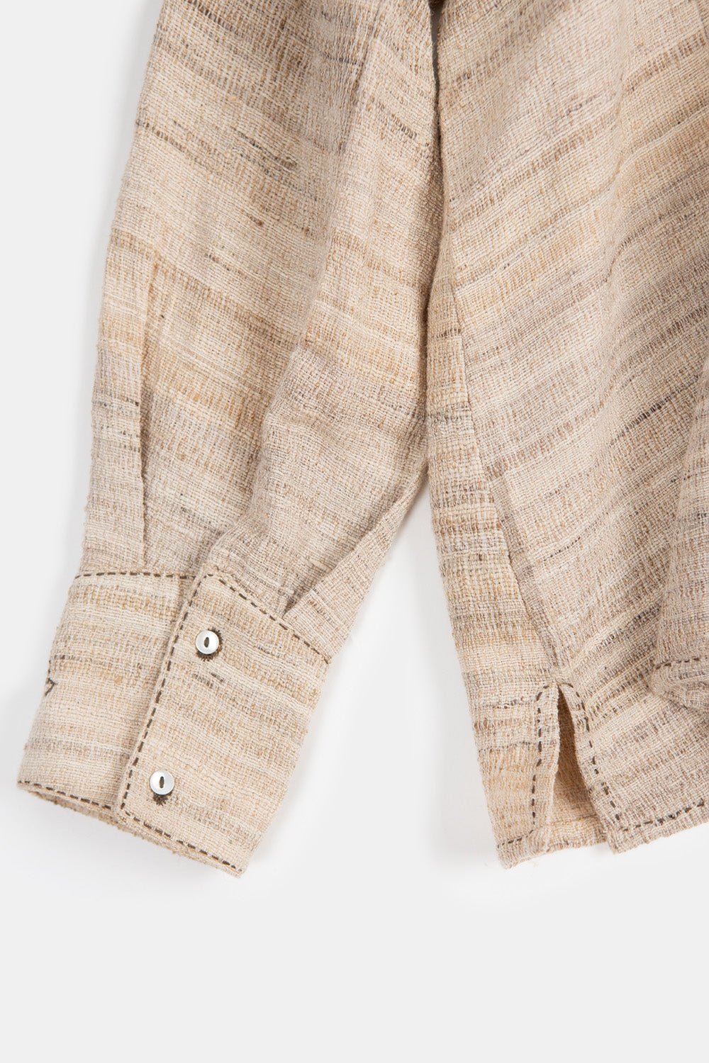 Aarika Silk Linen Embroidered Top in Sandstone