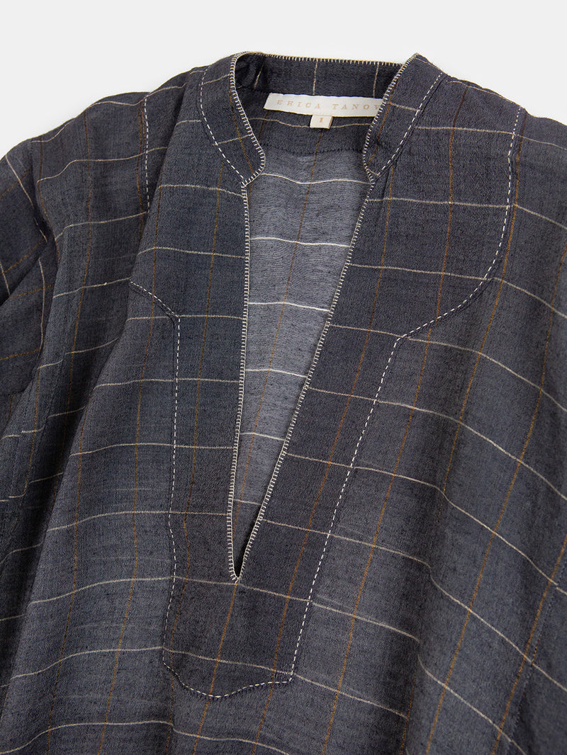 Aarika Khadi Silk Cotton Top in Windowpane