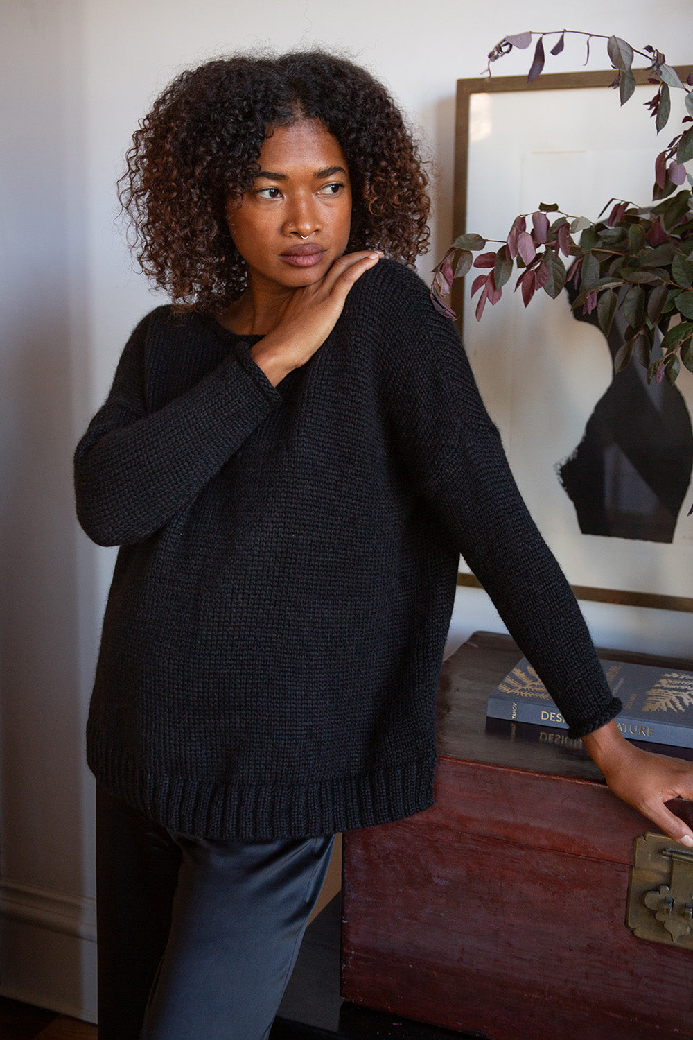 Gabrielle Alpaca Wool Rollneck Sweater In Black