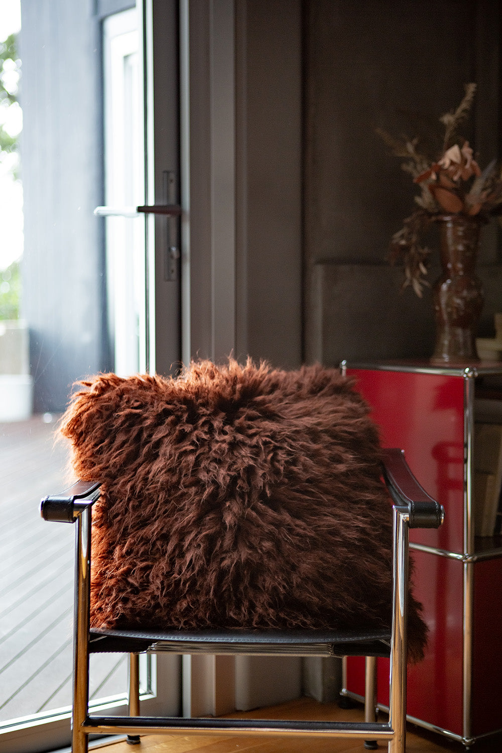 Baby Alpaca Shag Pillow in Amaro