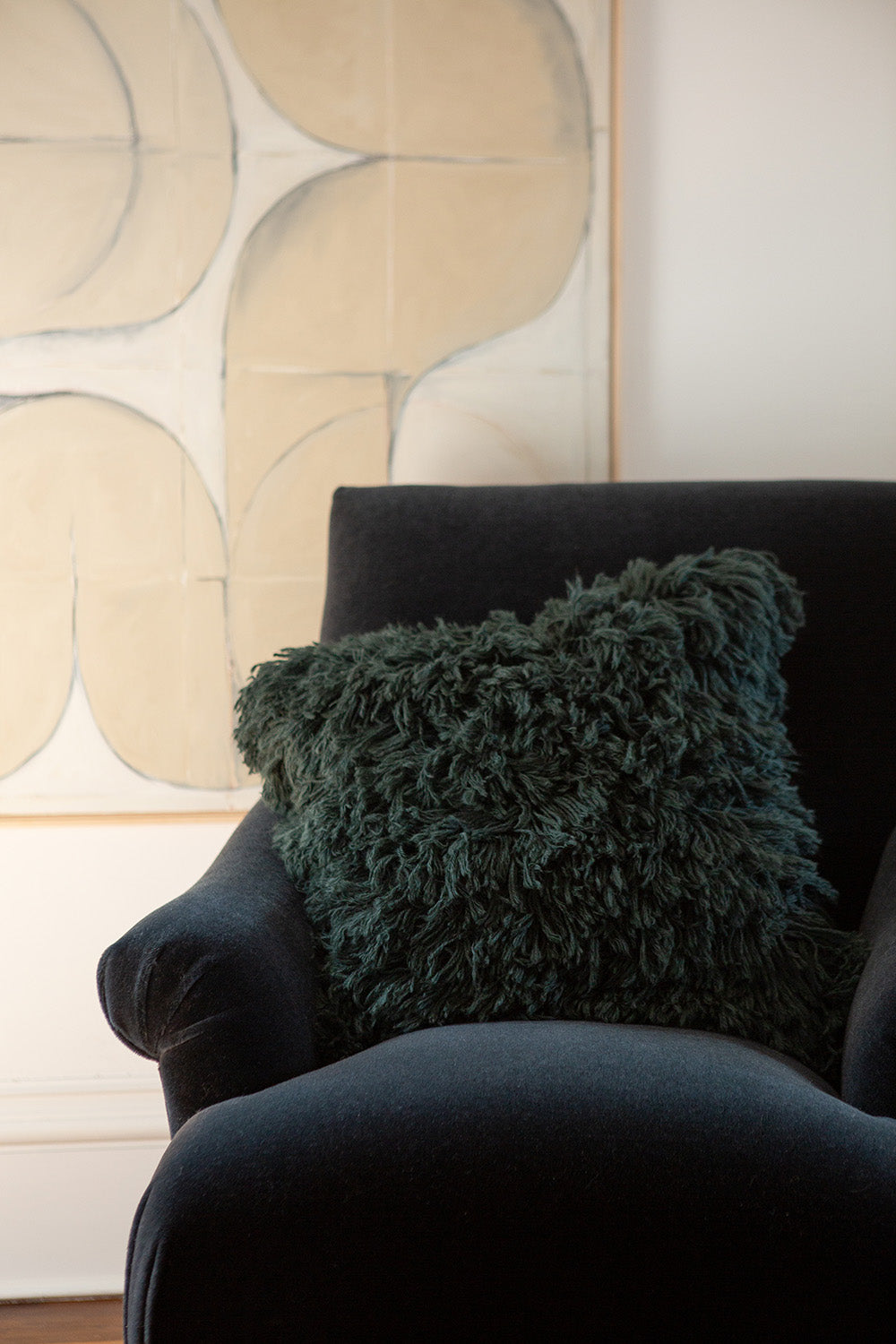 Baby Alpaca Shag Pillow in Spruce