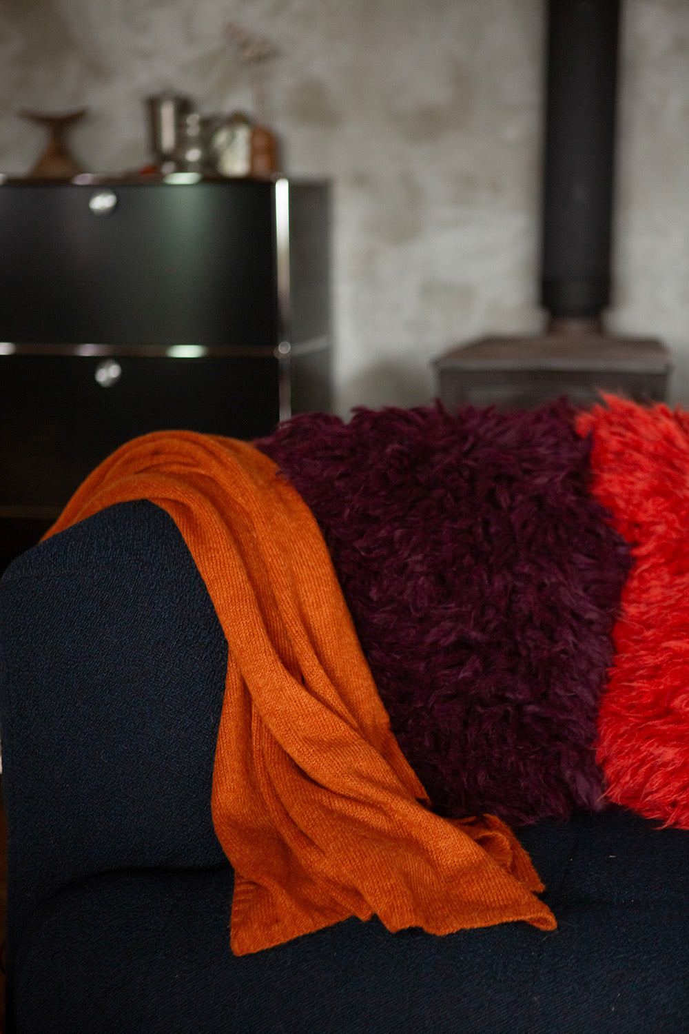 Alpaca Wool Silk Throw in Kabocha