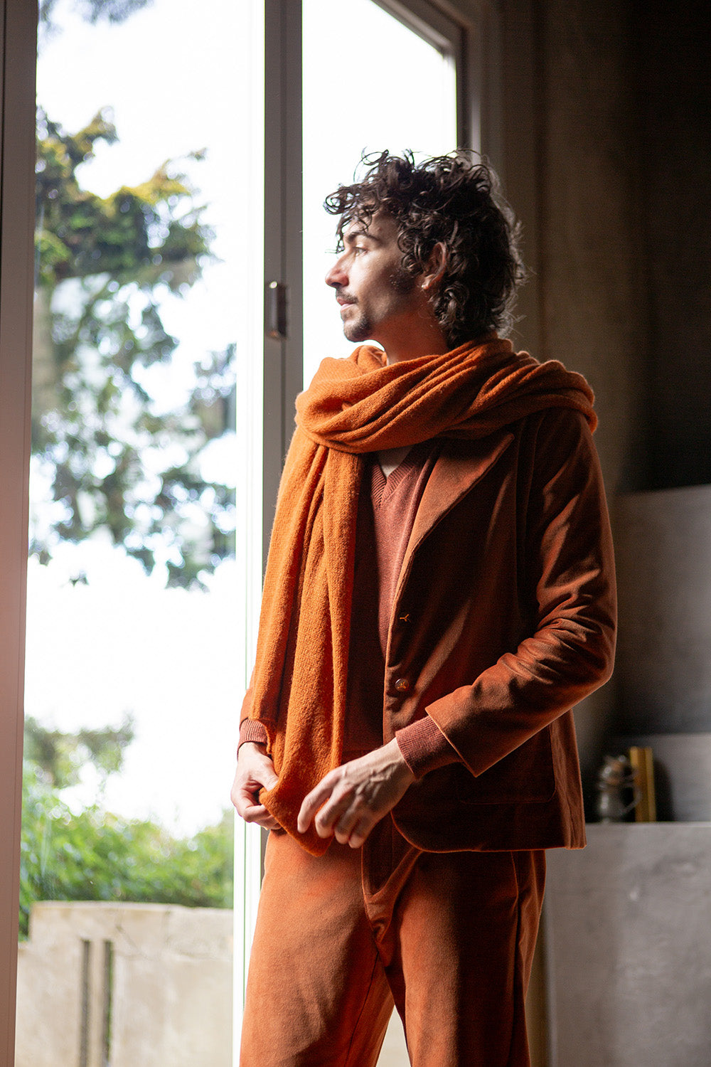 Alpaca Wool Silk Throw in Kabocha