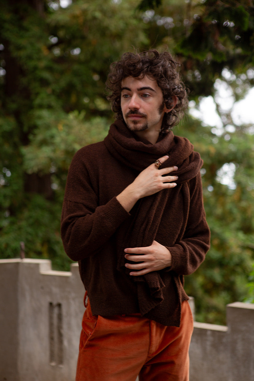 Alpaca Wool Silk Throw in Nocino