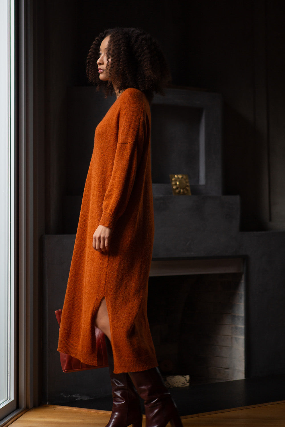 Annabelle Alpaca Wool Silk Sweater Dress in Kabocha