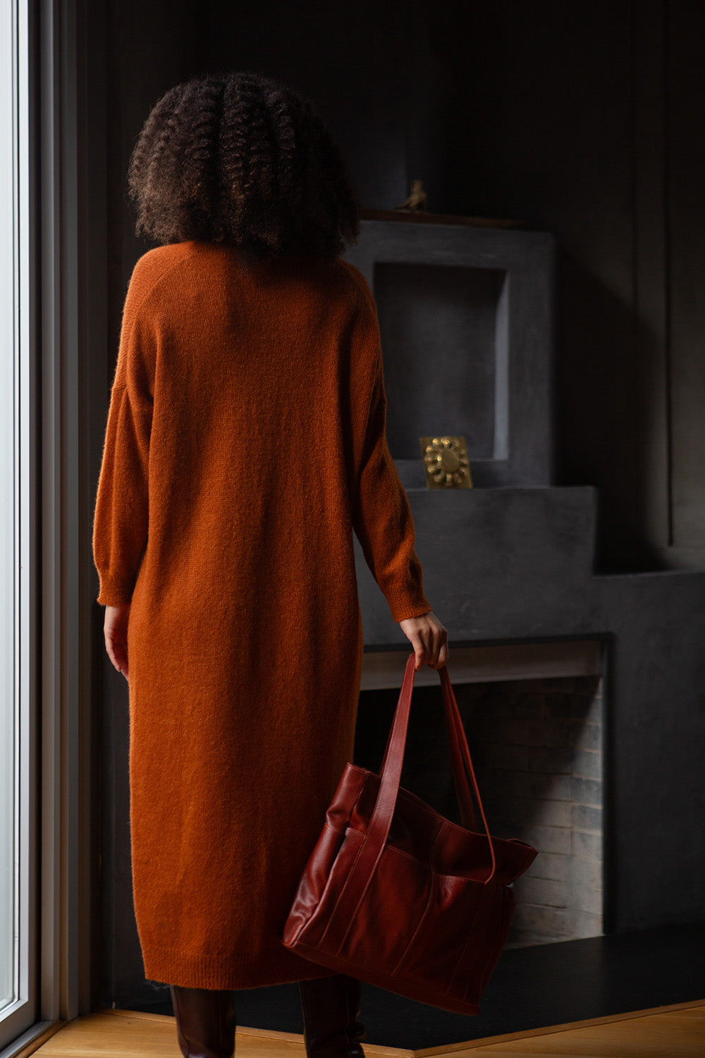 Annabelle Alpaca Wool Silk Sweater Dress in Kabocha