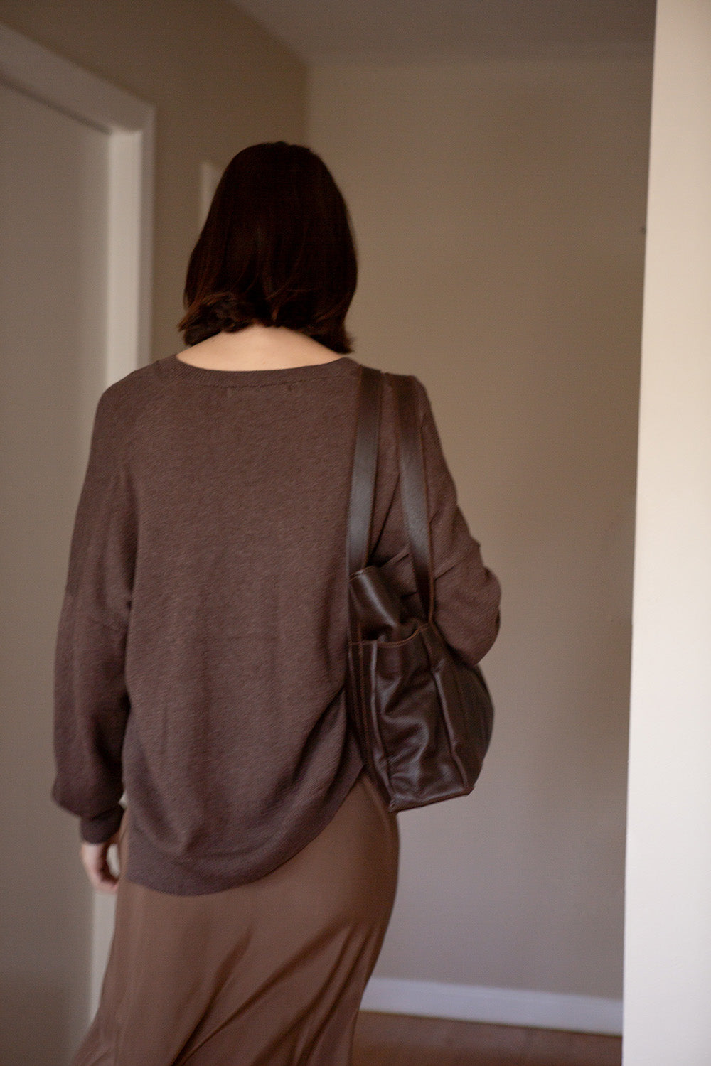 Anna Pima Cotton V Neck in Driftwood