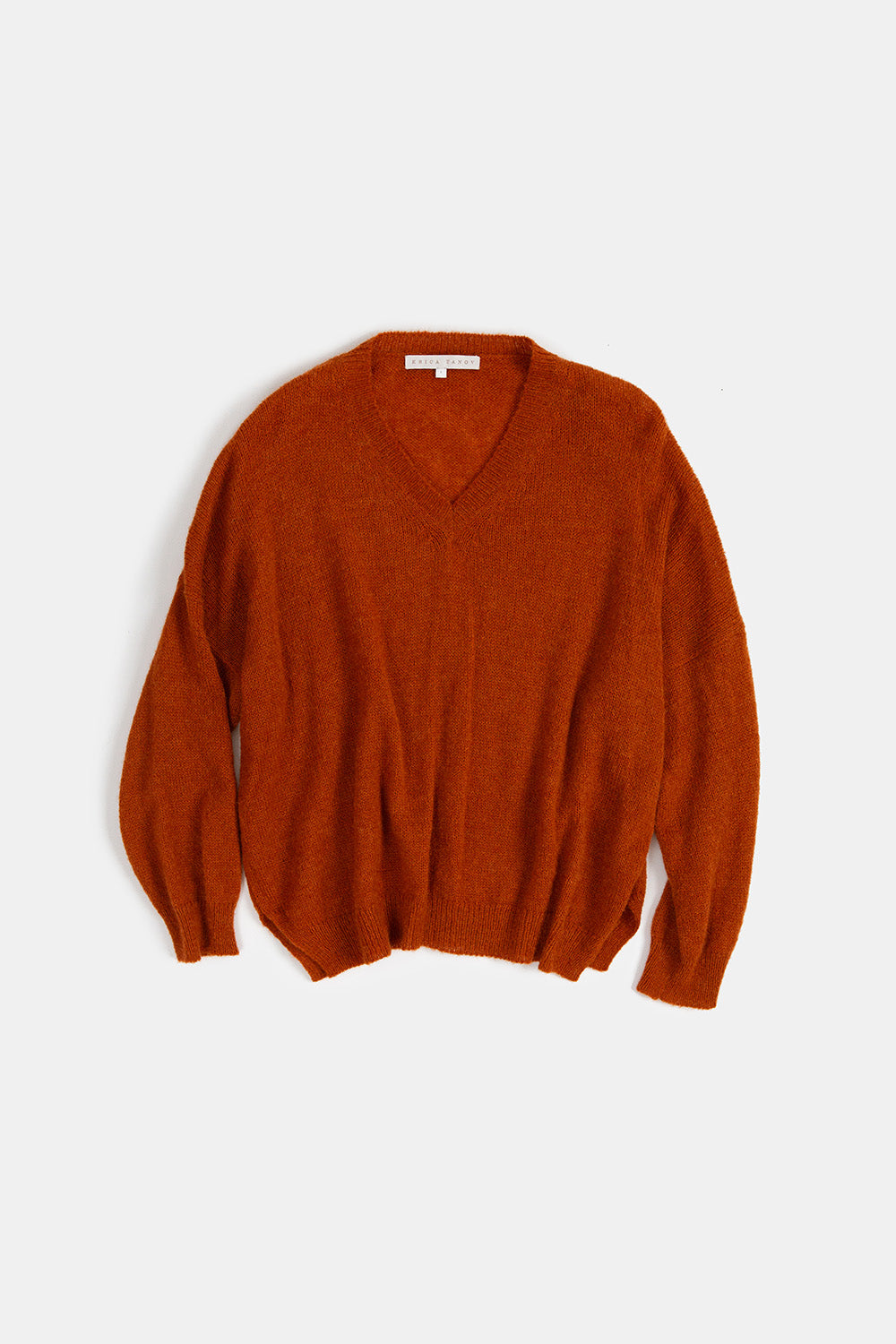Anna Alpaca Wool Silk V Neck Pullover In Kabocha