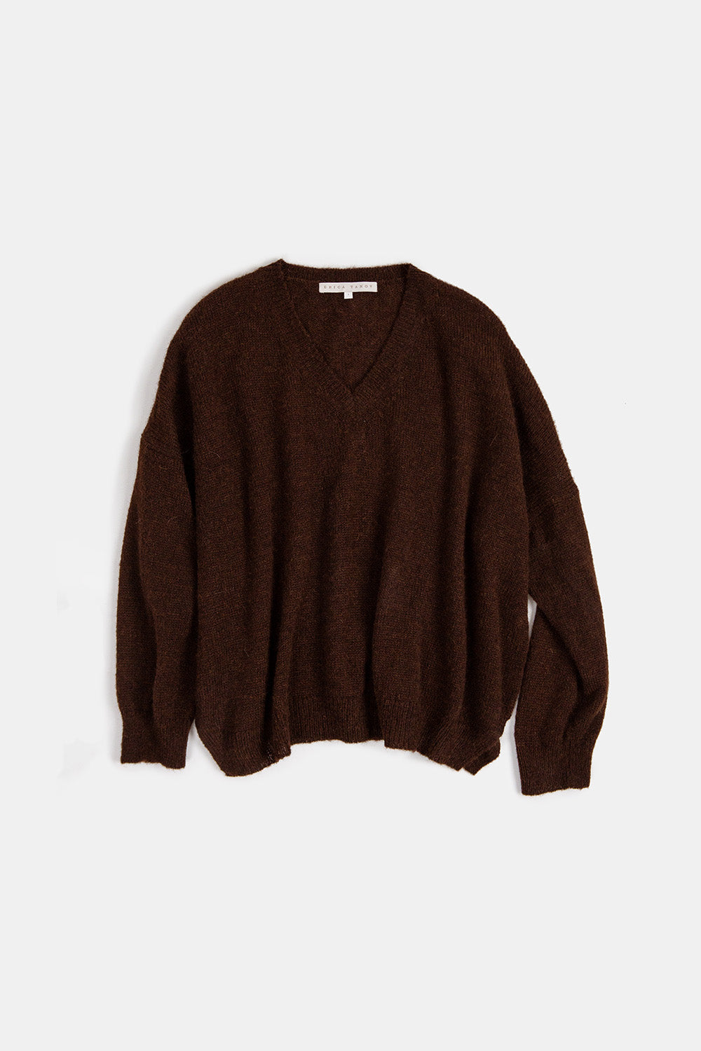 Anna Alpaca Wool Silk V Neck Pullover In Nocino