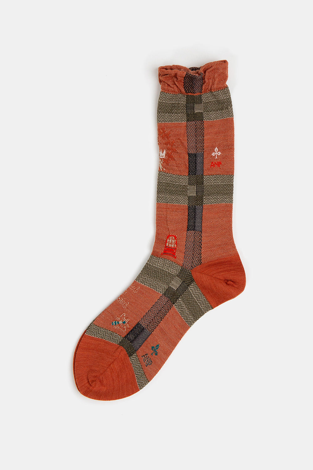 Antipast Darning Check Socks in Orange