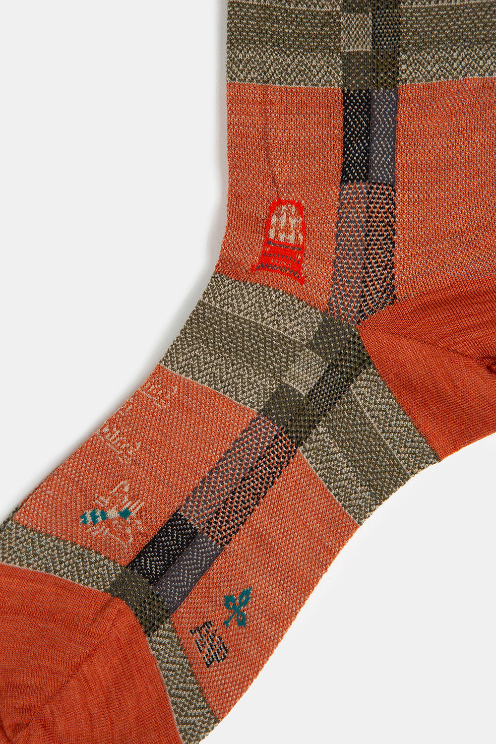 Antipast Darning Check Socks in Orange