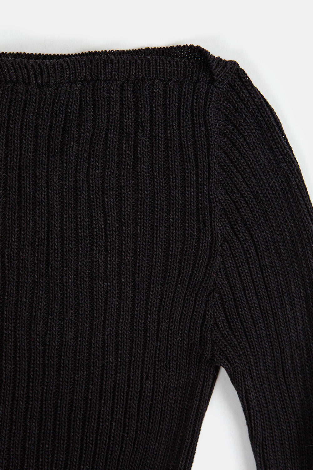 Pima Cotton Ribbed Bateau Pullover in Black