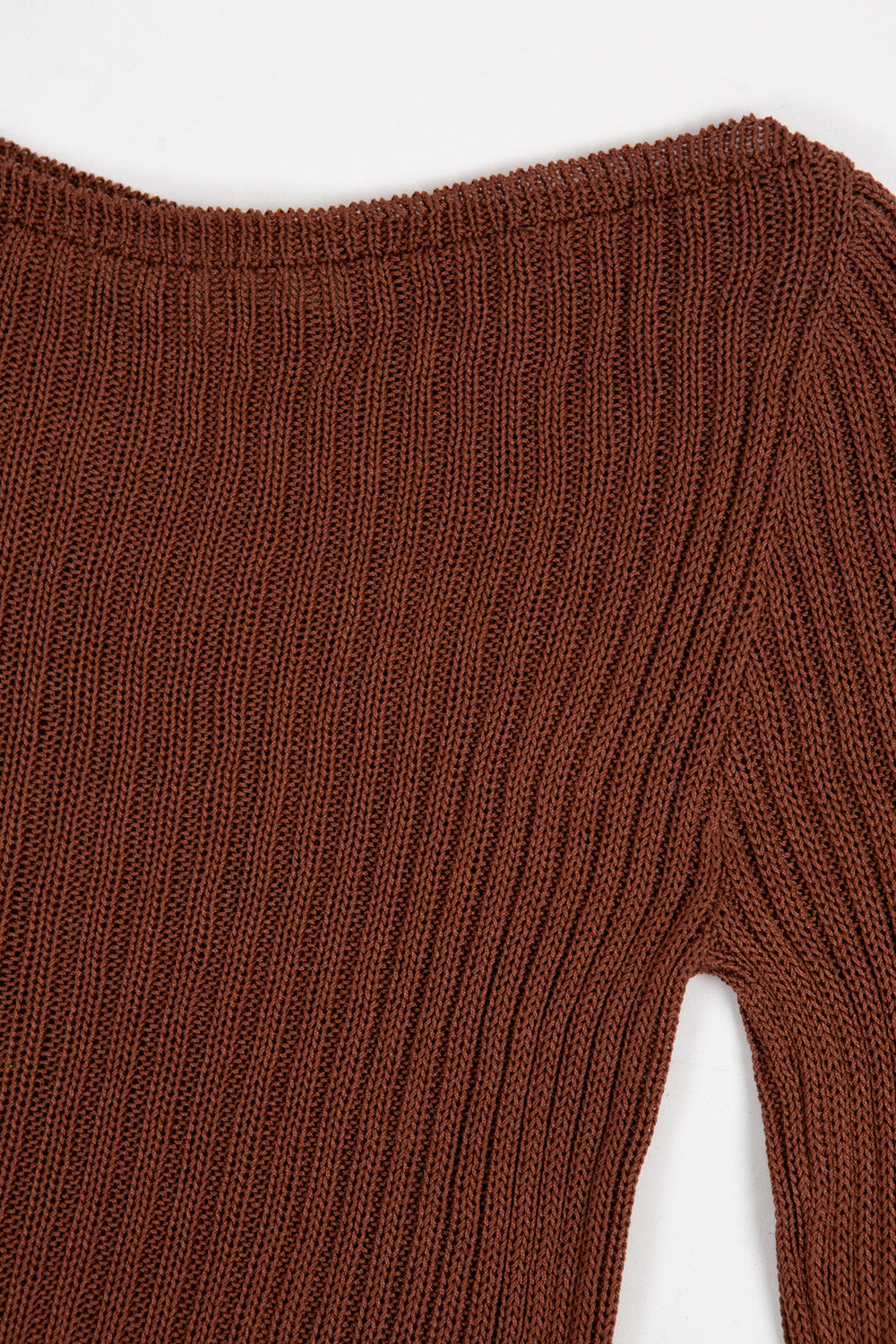 Pima Cotton Ribbed Bateau Pullover in Chestnut
