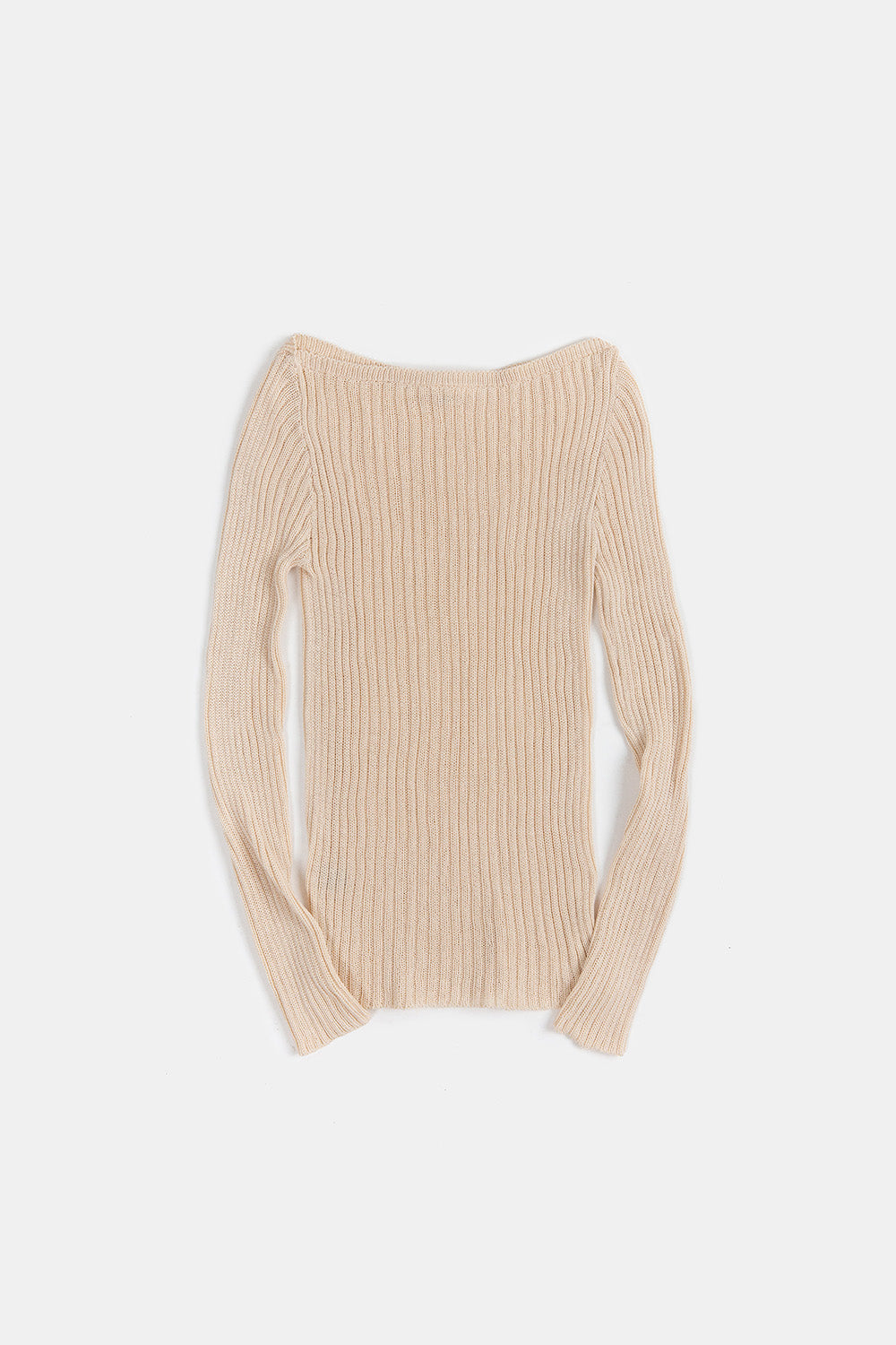Pima Cotton Ribbed Bateau Pullover in Natural