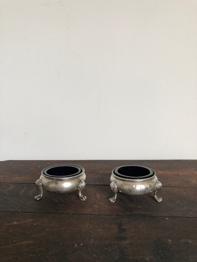 Victorian Cobalt and Silver Footed Salt Cellars