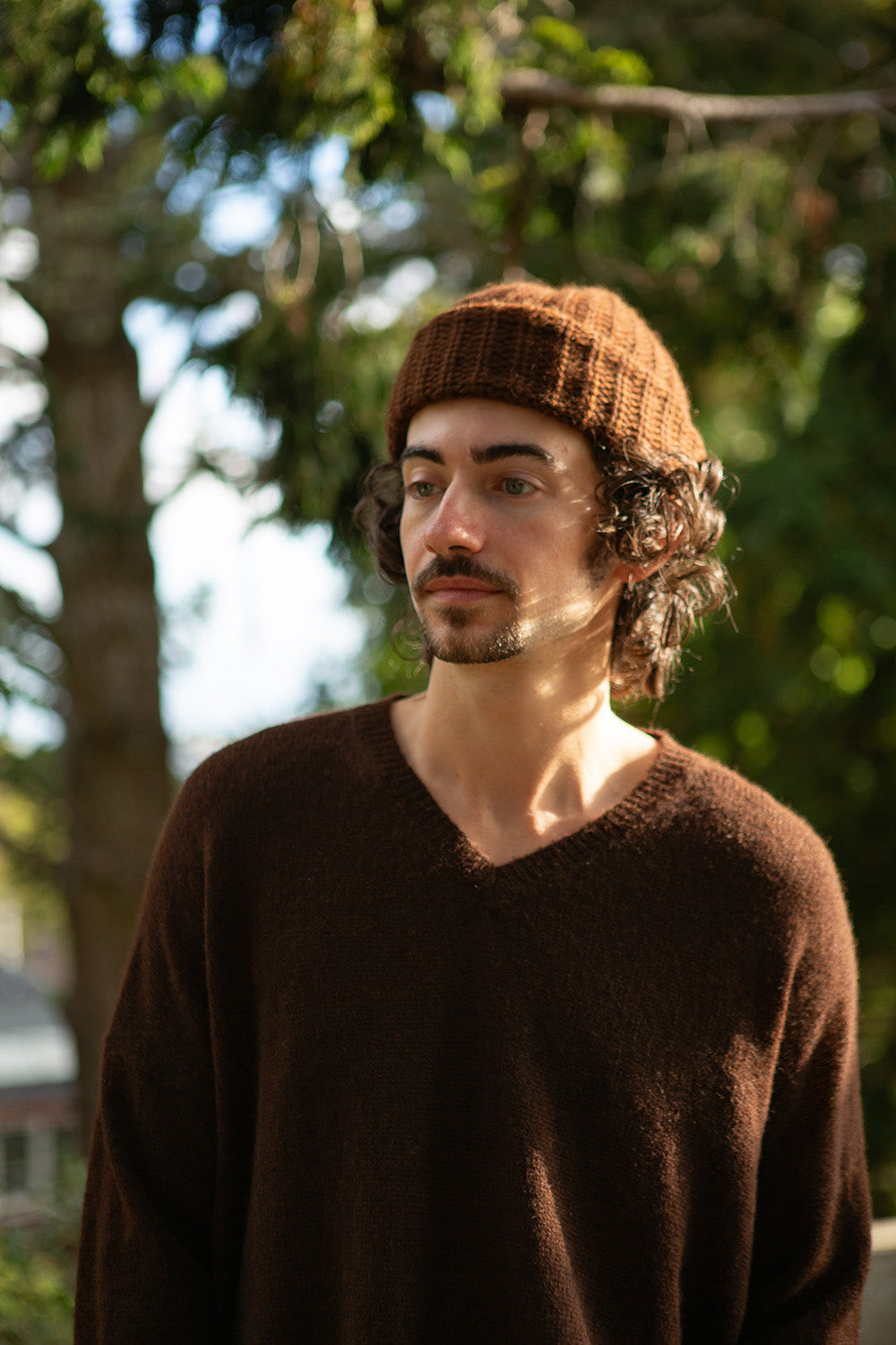 Alpaca Wool Beanie in Black Walnut