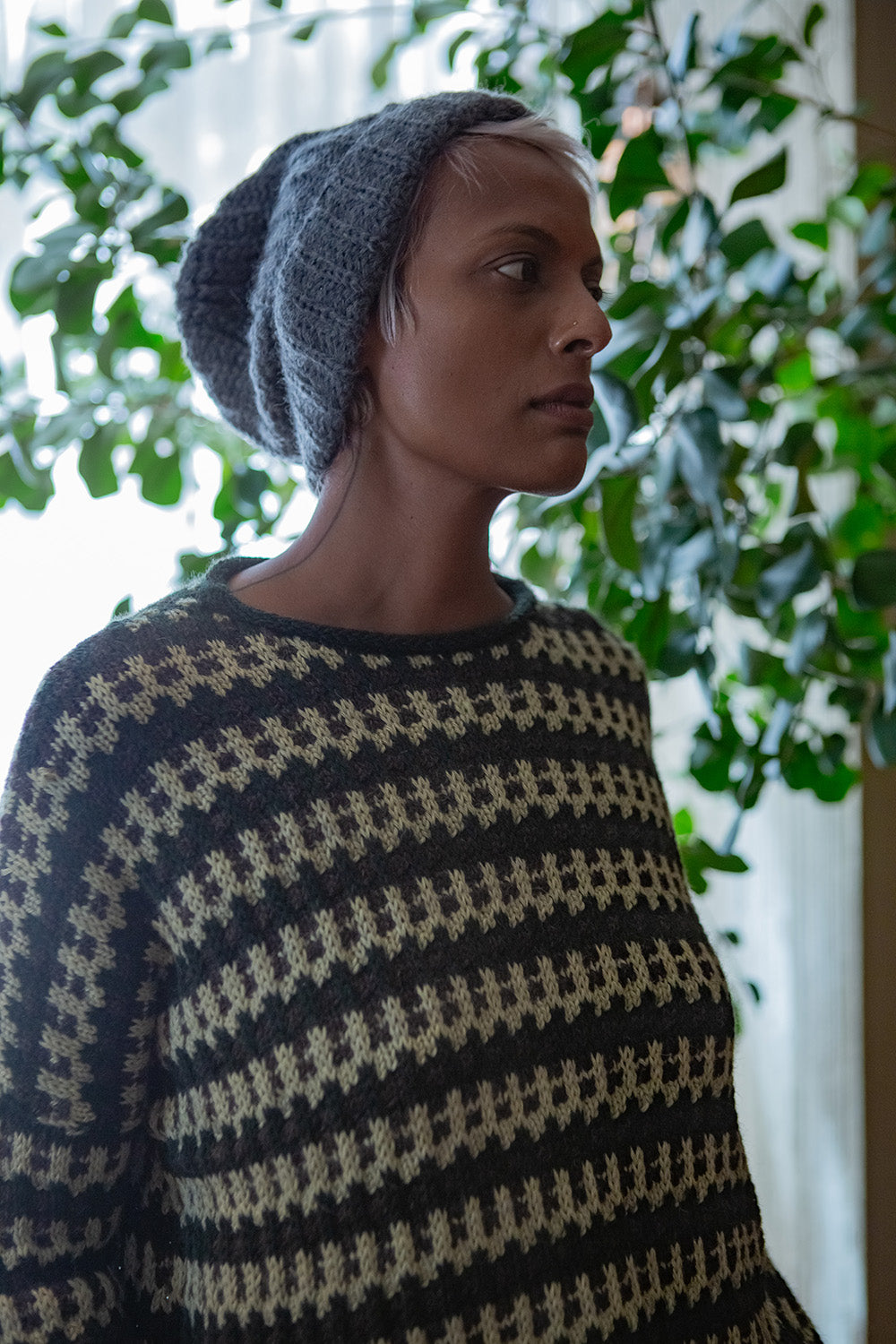 Alpaca Wool Beanie in Dark Grey
