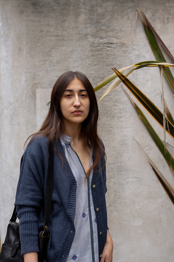 Pima Cotton Box Cardigan in Aegean