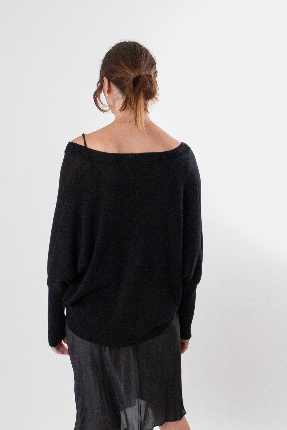 Pima Cotton Box Cardigan in Black