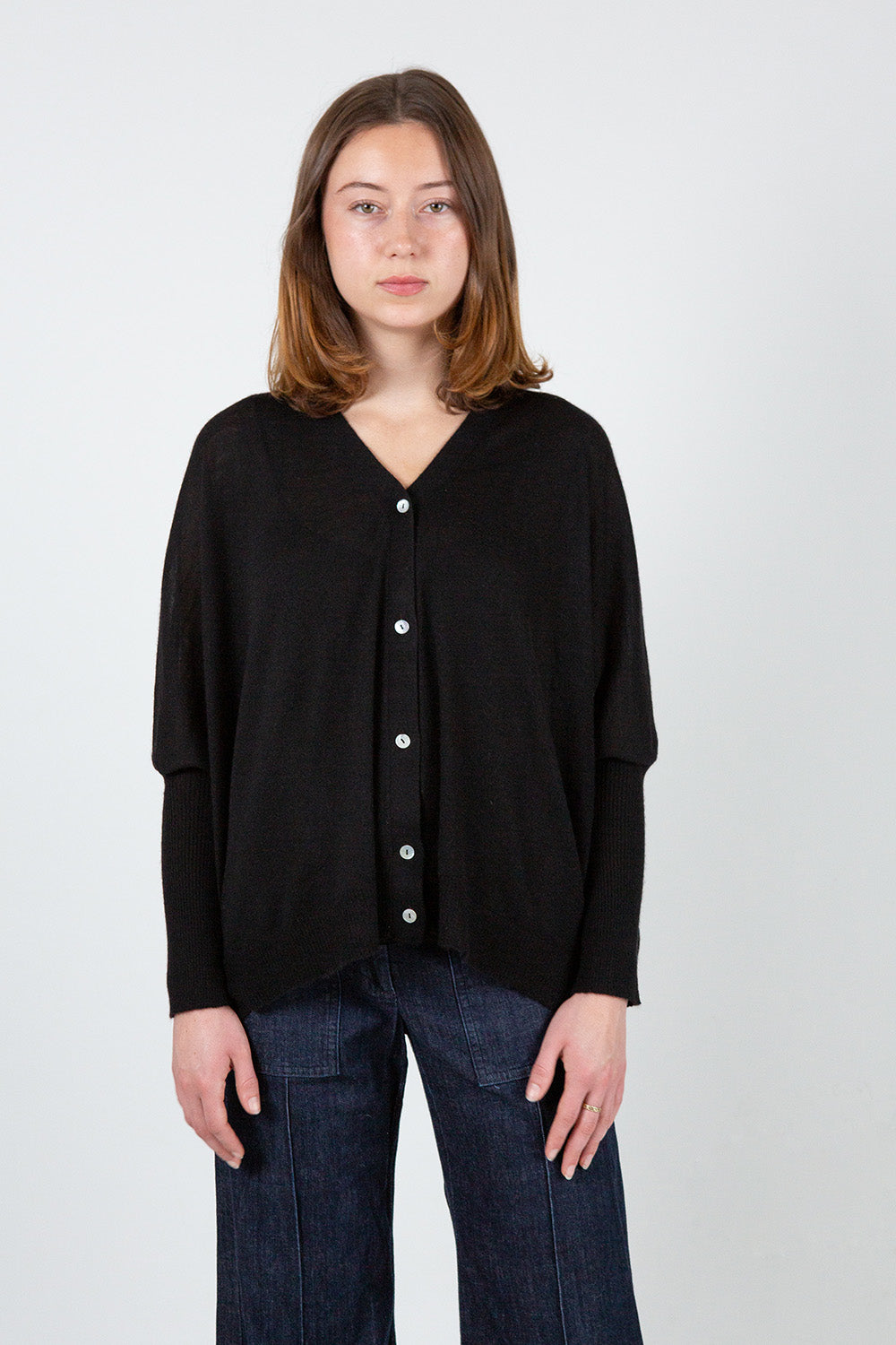 Cashmere Box Cardigan in Onyx