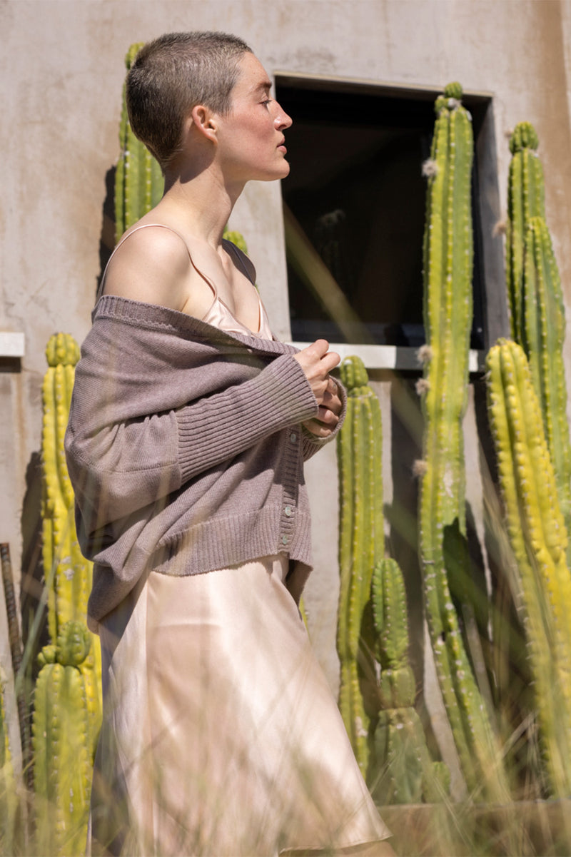 Pima Cotton Box Cardigan in Haze