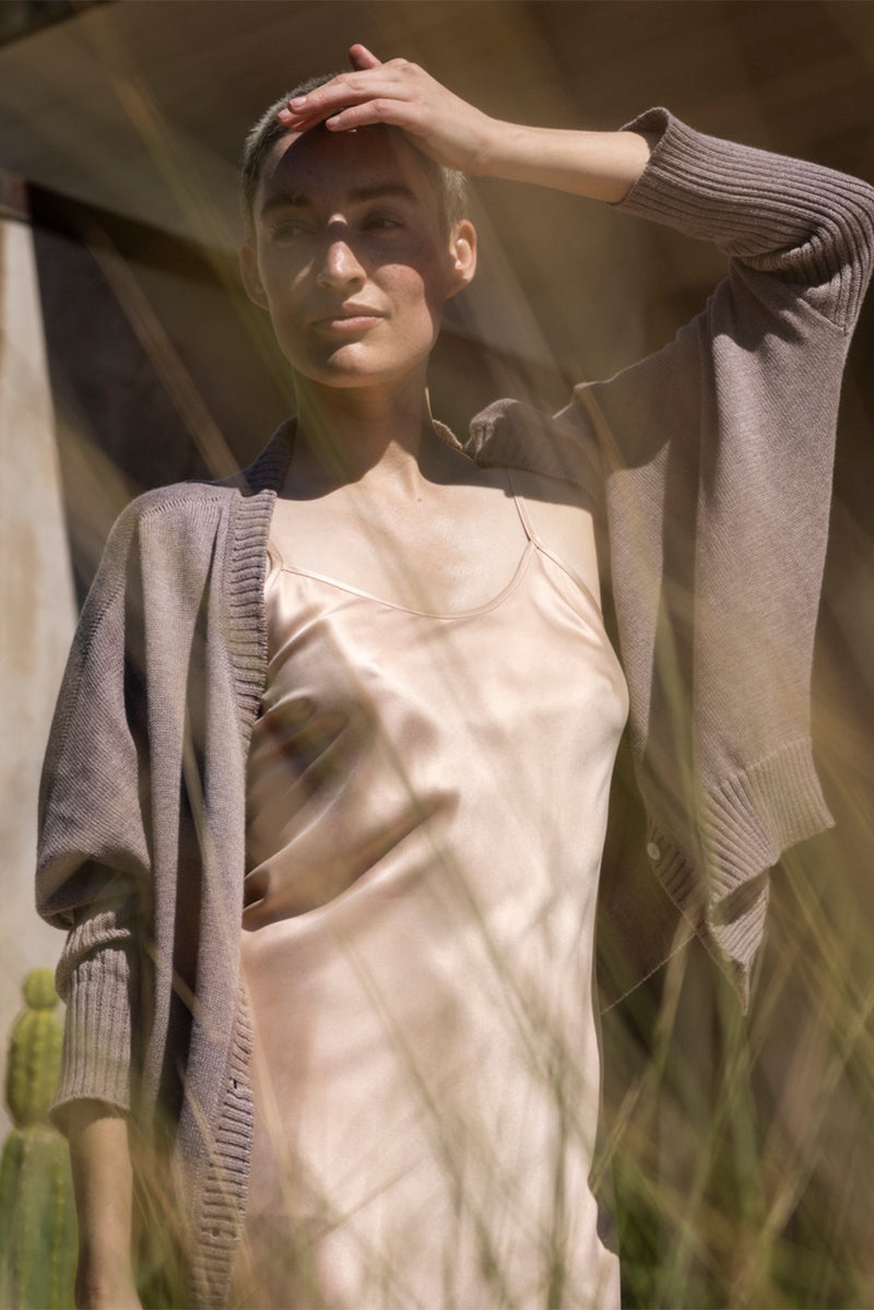 Pima Cotton Box Cardigan in Haze