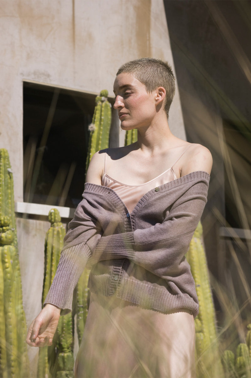 Pima Cotton Box Cardigan in Haze