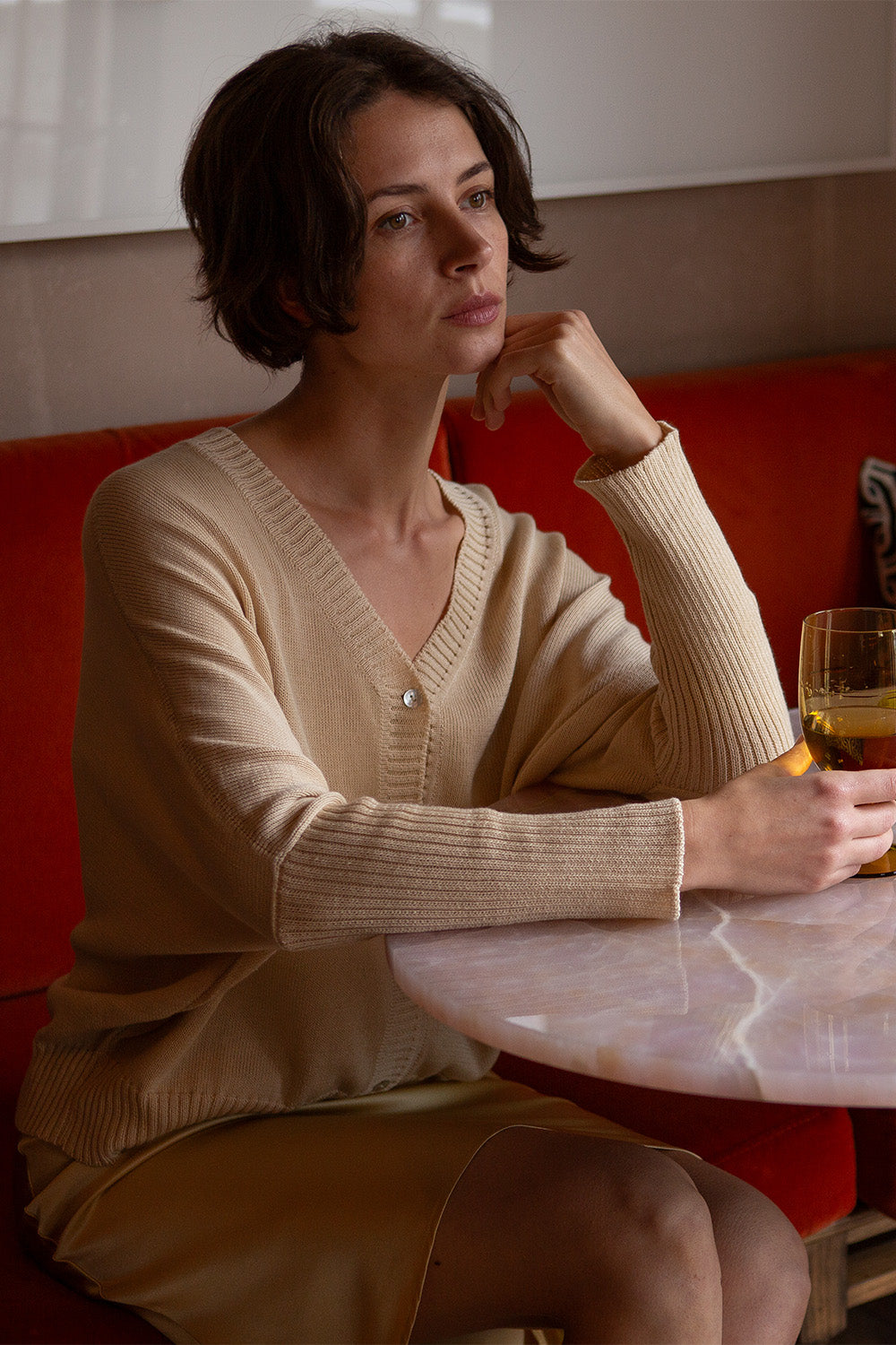 Pima Cotton Box Cardigan in Natural